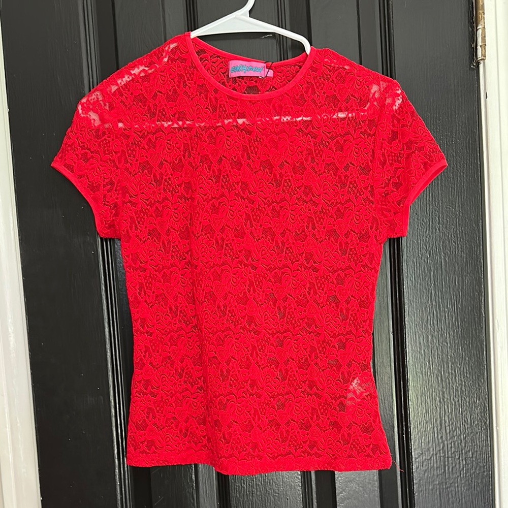 Edikted Red Fitted Cap Sleeve Blouse